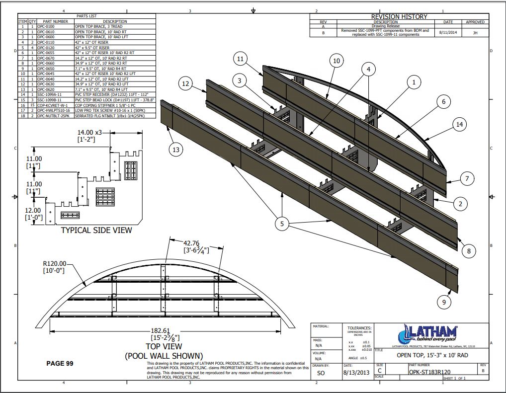 10' Radius 3-Tread Polymer Step (15'-3" Total Width)